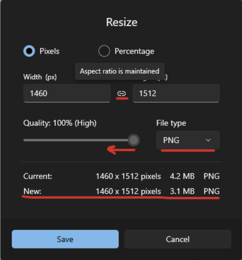 A screenshot of the aspect ratio setting window