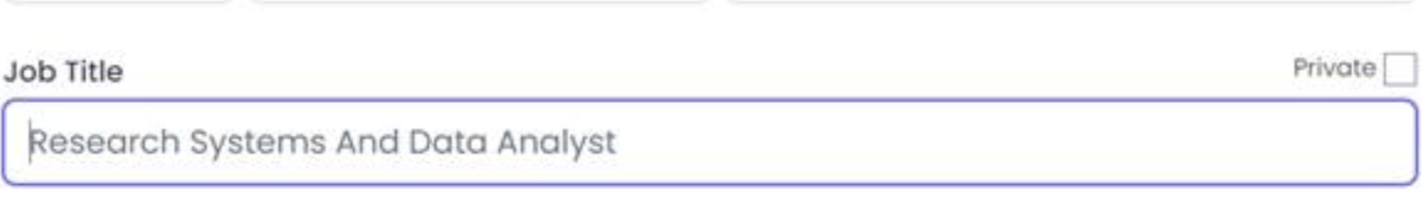A screenshot of the text field input